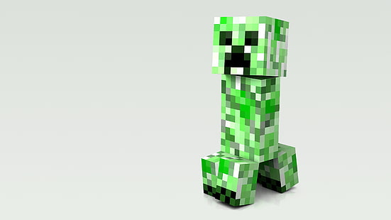 зеленая иллюстрация Minecraft Creeper, майнкрафт, кубики, люди, человек, HD обои HD wallpaper