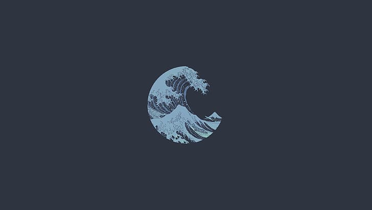 Голямата вълна край Канагава, минимализъм, вълни, прост фон, HD тапет