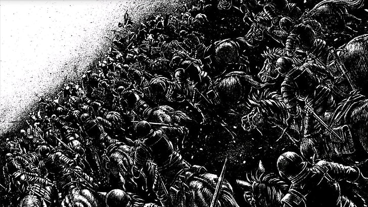 illustration de guerrier, manga, Berserk, Kentaro Miura, Fond d'écran HD