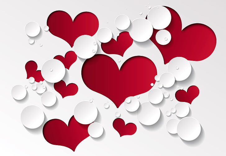oeuvre rouge en forme de coeur, coeur, forme, motif, Fond d'écran HD