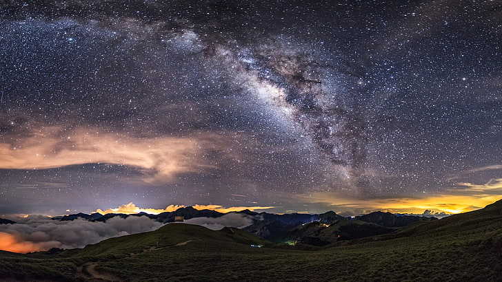 sternen, sternenhimmel, feld, milchstraße, nachthimmel, natur, HD-Hintergrundbild