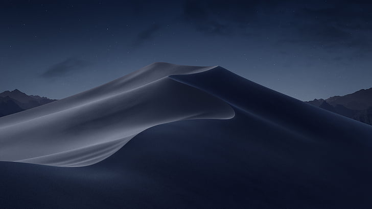 Пустиня, дюни, нощ, macOS Mojave, запас, HD, 5K, HD тапет