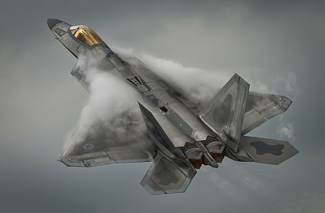 Jet Fighters, Lockheed Martin F-22 Raptor, Pesawat, Jet Fighter, Warplane, Wallpaper HD HD wallpaper
