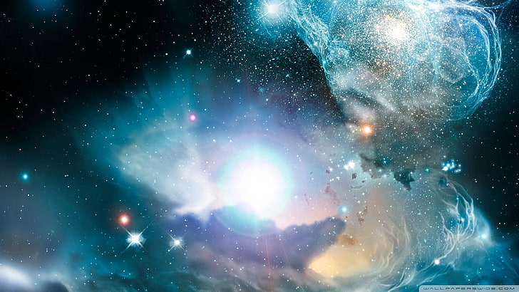 wallpaper nebula biru, alam semesta, Wallpaper HD