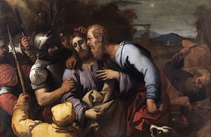 picture, religion, mythology, Luca Giordano, The Kiss Of Judas, HD wallpaper