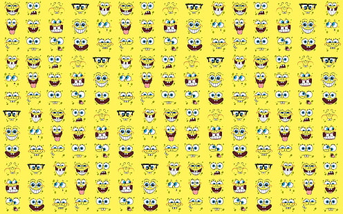 Spongebob digital wallpaper, joy, smile, mood, cartoon, teeth, glasses, mug, cool, mount, Spongebob, rakhmet95, sponge bob, HD wallpaper HD wallpaper