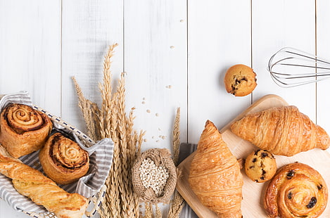  Food, Breakfast, Croissant, Viennoiserie, HD wallpaper HD wallpaper