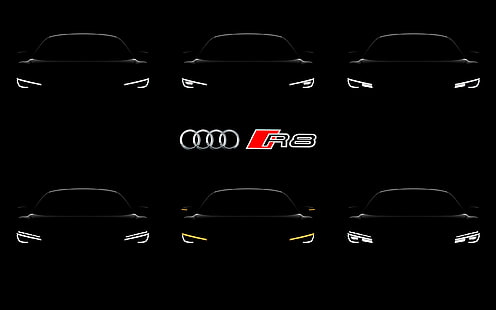 Logotipo de Audi, Audi, coche, Audi R8, luces, fondo simple, Fondo de pantalla HD HD wallpaper