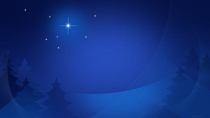 черная игровая приставка Sony PS4, деревья, рождество, звезды, ночь, HD обои