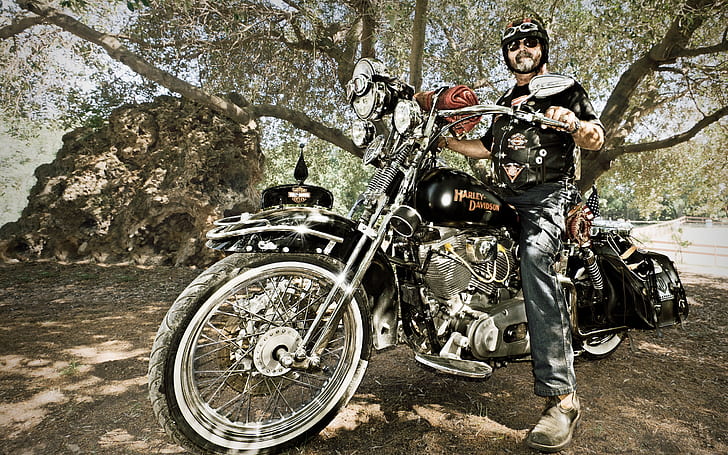 Old Harley Davidson, motto, bike, vintage harley, HD wallpaper