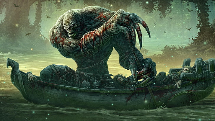 monster illustration, fantasy art, creature, dark fantasy, HD wallpaper