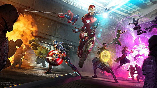Film, Avengers: Infinity War, Schwarze Witwe, Captain America, Doktor Strange, Hulk, Iron Man, Nebel (Marvel-Comics), Scharlachrote Hexe, Spider-Man, HD-Hintergrundbild HD wallpaper