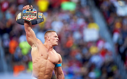 John Cena Victorious In Ring With Be, John Cena, WWE, , john cena, wrestler, HD wallpaper HD wallpaper