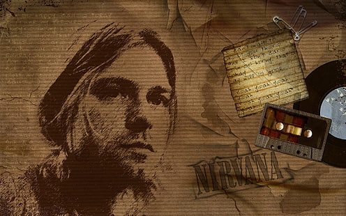 Illustrazione di Kurt Cobain, Band (musica), Nirvana, Kurt Cobain, Musica, Sfondo HD HD wallpaper