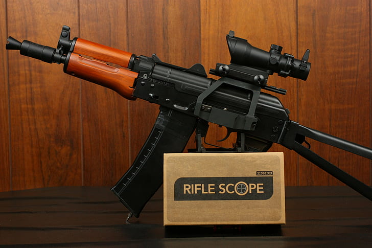 weapons, machine, Kalashnikov, AKS74U, modification, cropped, HD wallpaper