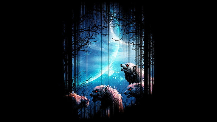 fantasy art, wolf, HD wallpaper