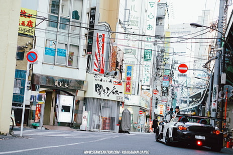 biało-czarna Honda S2000, JDM, Honda, Japan, urban, city, car, s2000, honda s2000, s2k, Tapety HD HD wallpaper