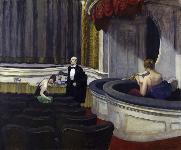 Edward Hopper, 1927, Two on the Aisle, Tapety HD