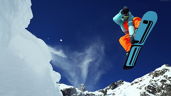 Snowboarding ekstrim, salju, lompat, musim dingin, Wallpaper HD HD wallpaper