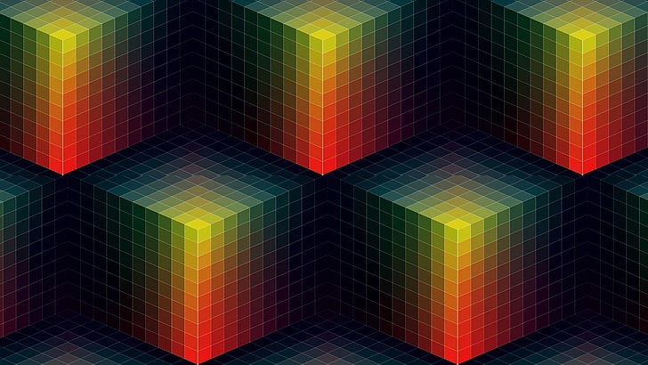 3d, abstract, Andy Gilmore, Colorful, cube, HD wallpaper