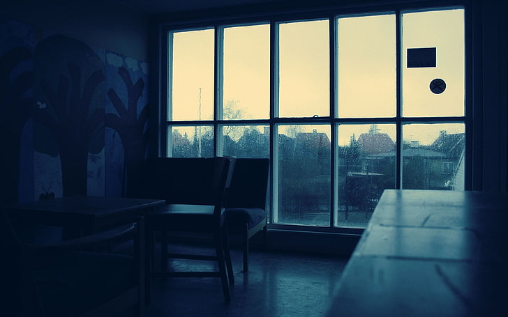 sandalye ve masa yanında açık cam pencere, pencere, yağmur, tablo, sandalye, HD masaüstü duvar kağıdı
