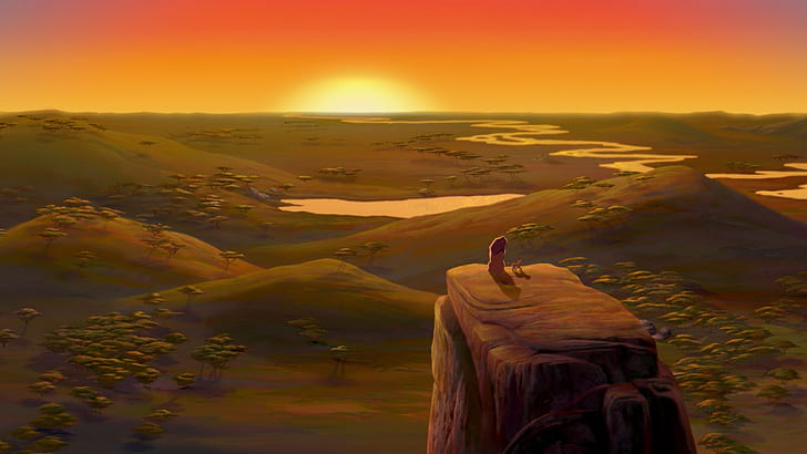 Lion King Sunset Landscape HD, ทิวทัศน์, ภาพยนตร์, พระอาทิตย์ตก, สิงโต, ราชา, วอลล์เปเปอร์ HD