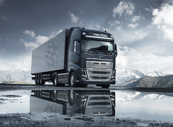 black Volvo freight truck, fh16, volvo fn16 750, volvo fh, volvo fh16, HD wallpaper