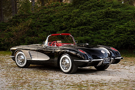 (c1), 1960, noir, voiture, voitures, chevy, classique, corvette, Fond d'écran HD HD wallpaper