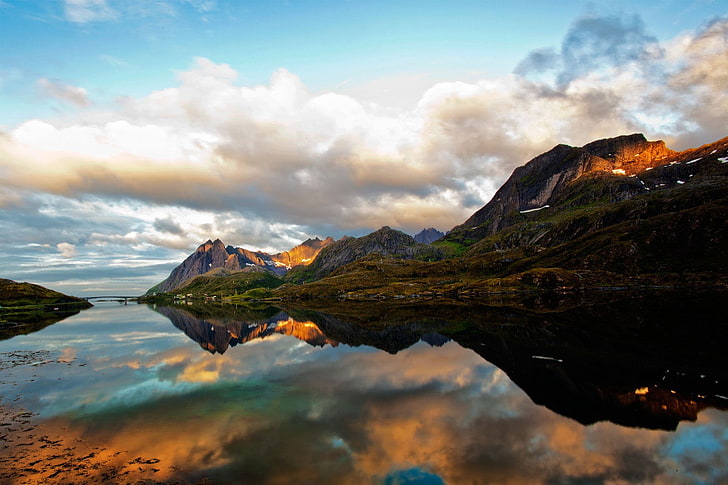 Норвегия, планини, Лофотен, HD тапет