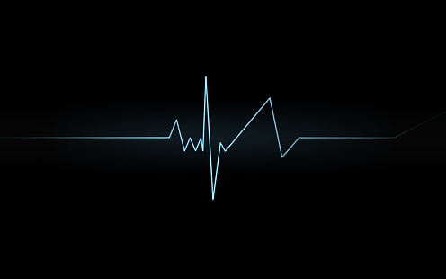 ilustracja linii życia, bicie serca, serce, ekg, minimalizm, czarne tło, Tapety HD HD wallpaper