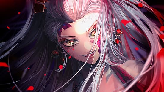 Kimetsu no Yaiba, Daki, 악마의 눈, 애니메이션 소녀, 금발, HD 배경 화면 HD wallpaper