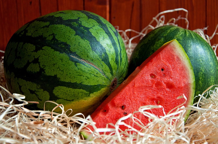 semangka hijau, musim panas, semangka, biji-bijian, daging, kulit kayu, irisan, Wallpaper HD
