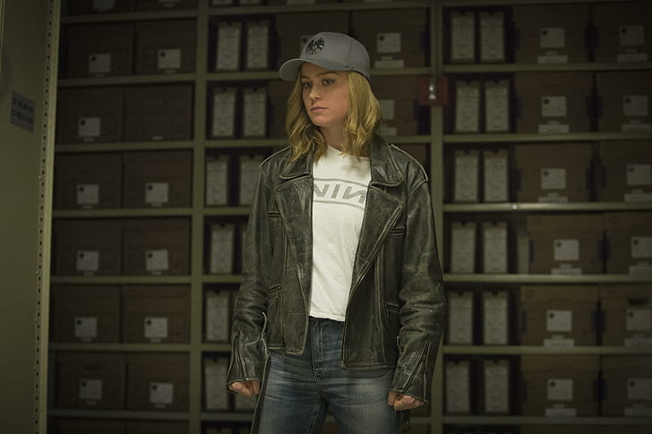 Brie Larson Kaptan Marvel'de Carol Danvers Olarak, HD masaüstü duvar kağıdı