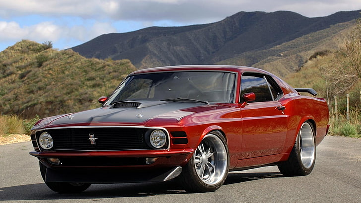 Ford Mustang Coupe rojo, coche, Ford Mustang, Fondo de pantalla HD