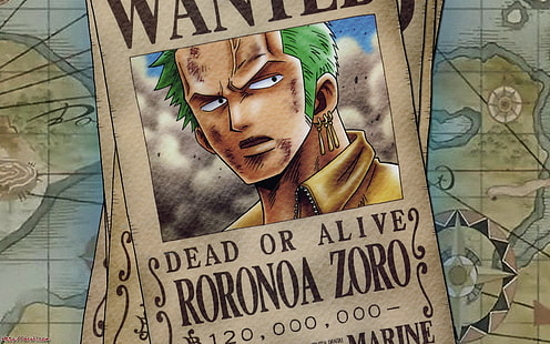 One Piece Roronoa Zoro Cartaz de procurado, One Piece, anime, Roronoa Zoro, HD papel de parede HD wallpaper