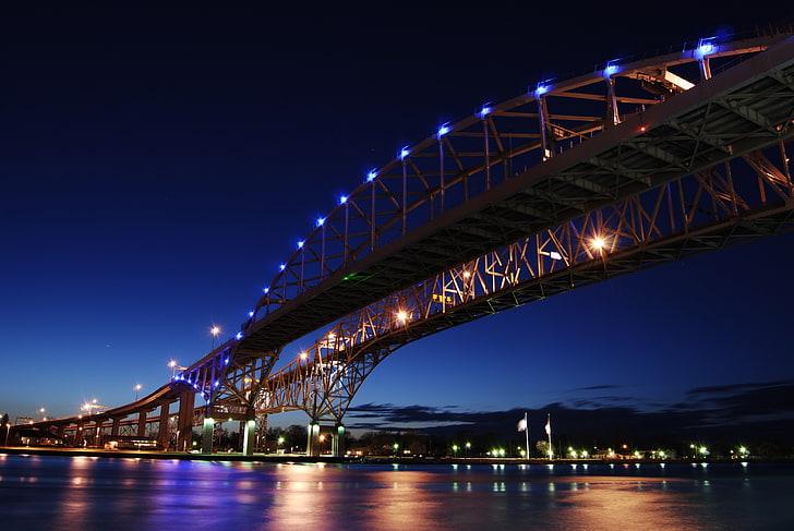 cityscape, bridge, Canada, Blue Water Bridge, HD wallpaper