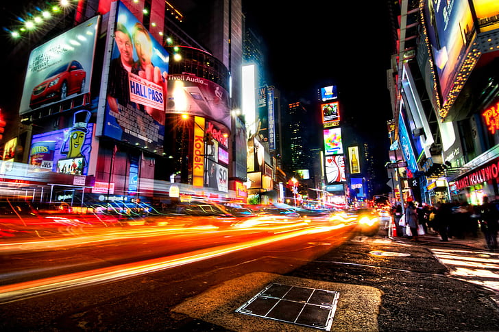 New York Square Night, New York, Square, Nacht, HD-Hintergrundbild