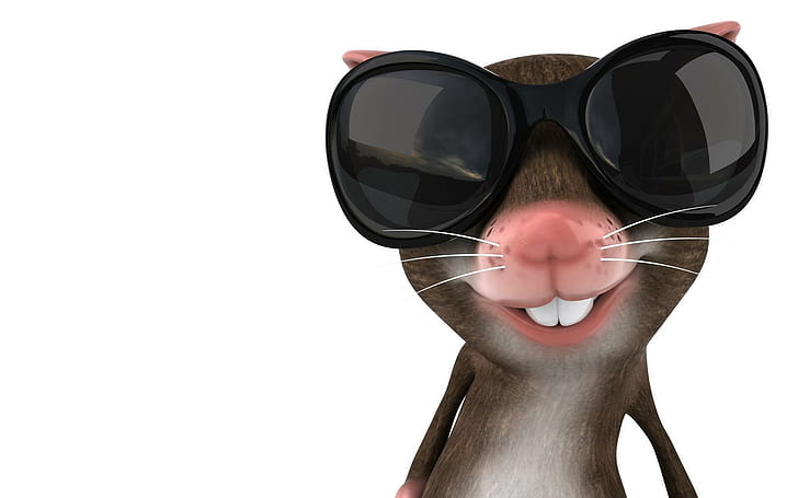 Cool Mouse, cool, sunglasses, summer, mouse, cute, 3d and abstract, HD wallpaper