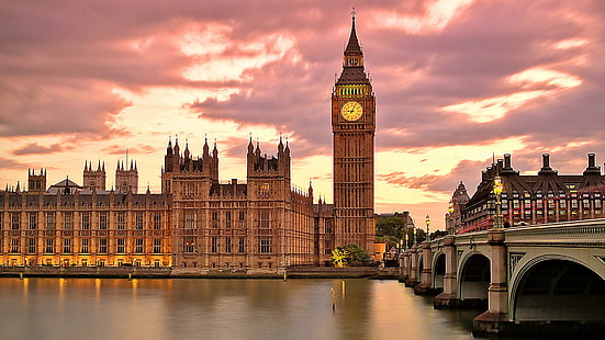 мост, река, Темза, Биг Бен, Лондон, Обединеното кралство, Европа, Уестминстър мост, Уестминстър, HD тапет HD wallpaper