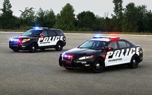 2011 Ford Police Interceptor SUV 2, 2 police cars, 2011, police, ford, interceptor, cars, HD wallpaper HD wallpaper