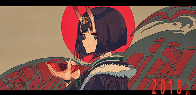(shuten-douji), assassin, fanart, fate, from, grand, order, pixiv, sakazuki, HD wallpaper HD wallpaper