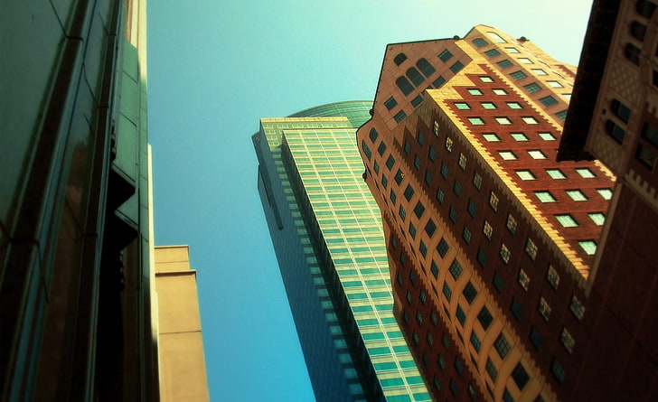 Bangunan Berwarna, bangunan beton berwarna coklat dan abu-abu, Arsitektur, Kota, Bangunan, gedung tinggi, bangunan berwarna, Wallpaper HD