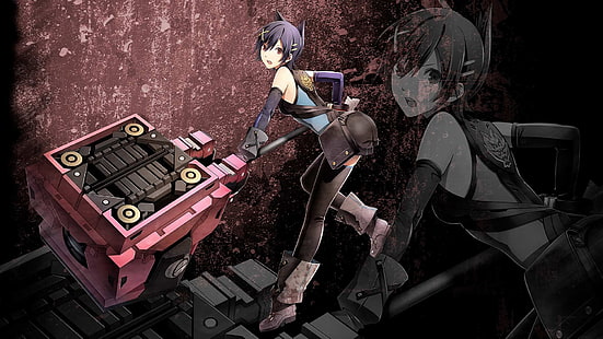 紫髪の女性アニメキャラクター、ゴッドイーターバースト、紅月奈々、 HDデスクトップの壁紙 HD wallpaper