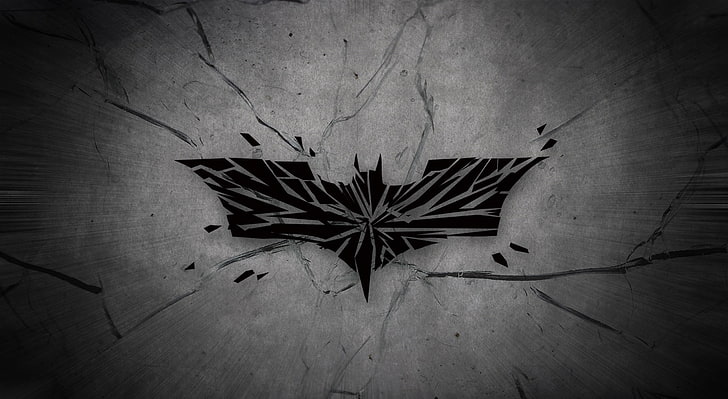 Broken Knight, fondo de pantalla digital con el logo de Batman, Películas, Batman, el caballero oscuro, símbolo de Batman, roto, Batman roto, blanco y negro, Batman blanco y negro, símbolo de Batman roto, Fondo de pantalla HD