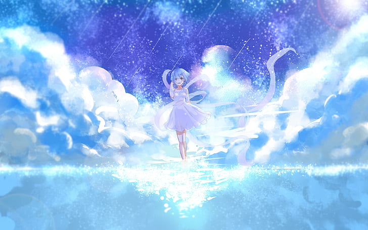 Re:Zero kara Hajimeru Isekai Seikatsu, rem, sky, light dress, beyond the clouds, Anime, HD wallpaper