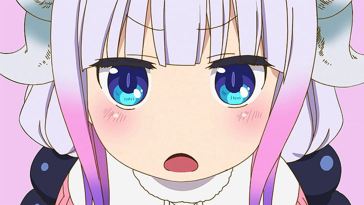Anime, Manga, Anime Girls, Kanna Kamui (Kobayashi-san Chi kein Maid-Drache), Kobayashi-san Chi kein Maid-Drache, Dämonenhörner, rosa Haare, HD-Hintergrundbild
