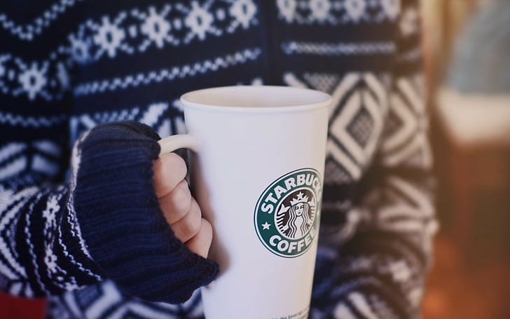 Cangkir, kopi, tangan, sweter, suasana hati, Wallpaper HD