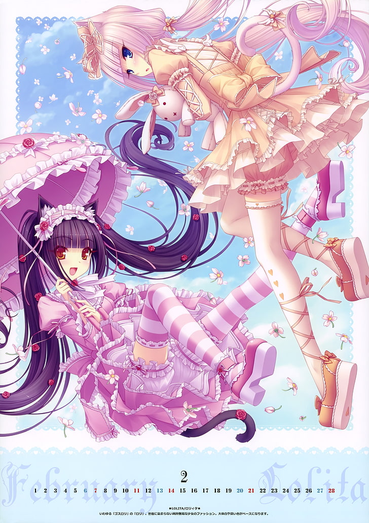 gadis anime, nekomimi, Vanilla (Neko Para), Chocolat (Neko Para), Wallpaper HD, wallpaper seluler