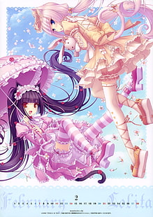 anime girls, nekomimi, Vanilla (Neko Para), Chocolat (Neko Para), HD wallpaper HD wallpaper