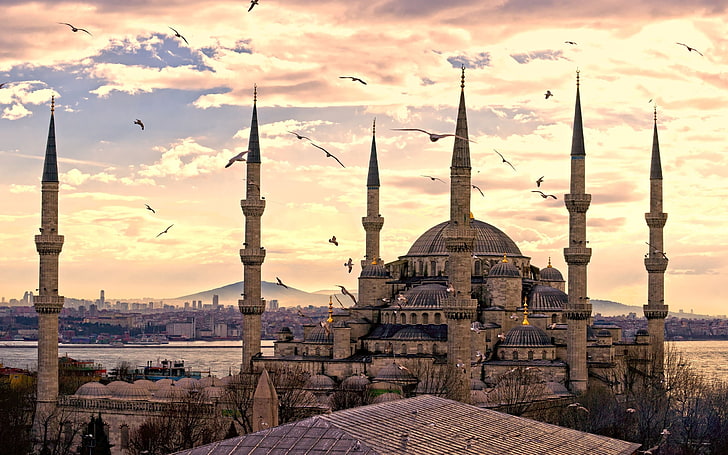 المسجد الأزرق ، إنستانبول ، اسطنبول ، المدينة ، مسجد السلطان أحمد ، تركيا، خلفية HD
